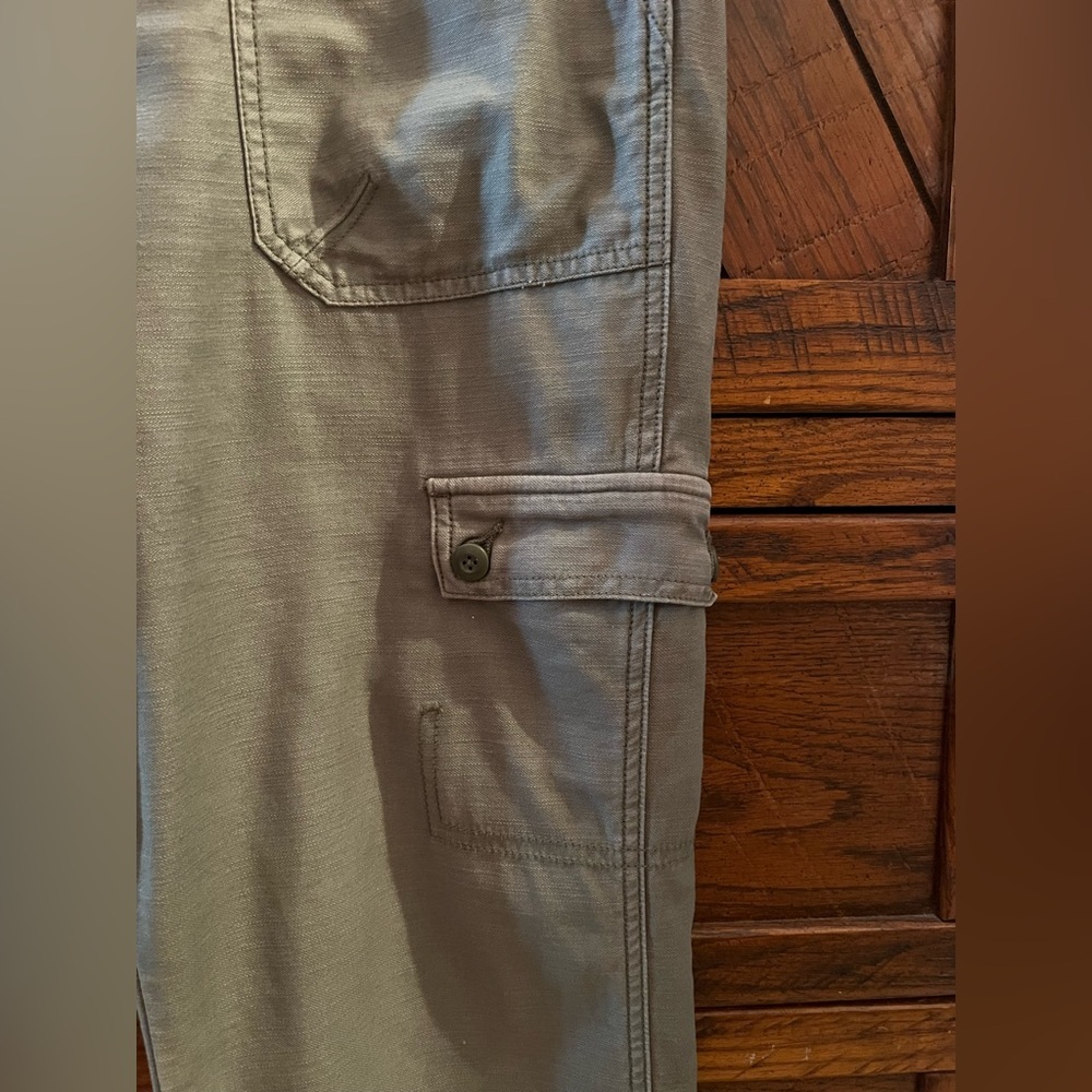 FRAME Cropped Cargo Utility Mid Rise Cargo Cotton Pants Military Green US 31 - Picture 4 of 10